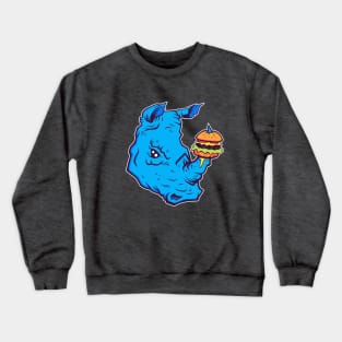 Rhino With A Cheeseburger Crewneck Sweatshirt